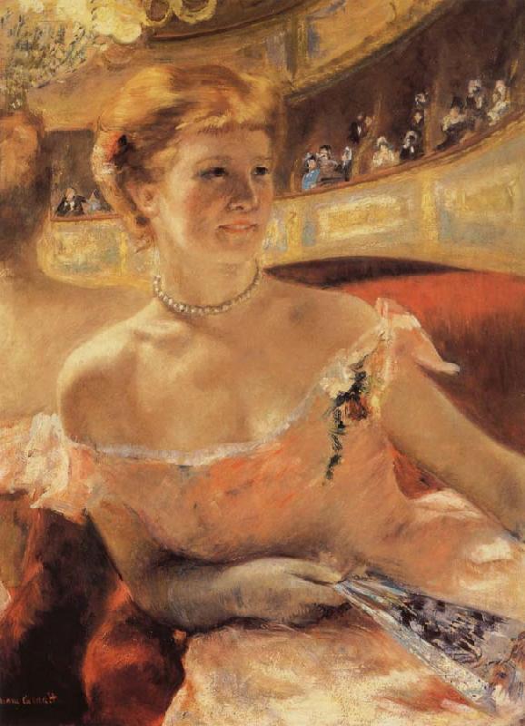 Mary Cassatt Woman with a Pearl Necklace in a Loge for an impressionist exhibition in 1879 oil painting image